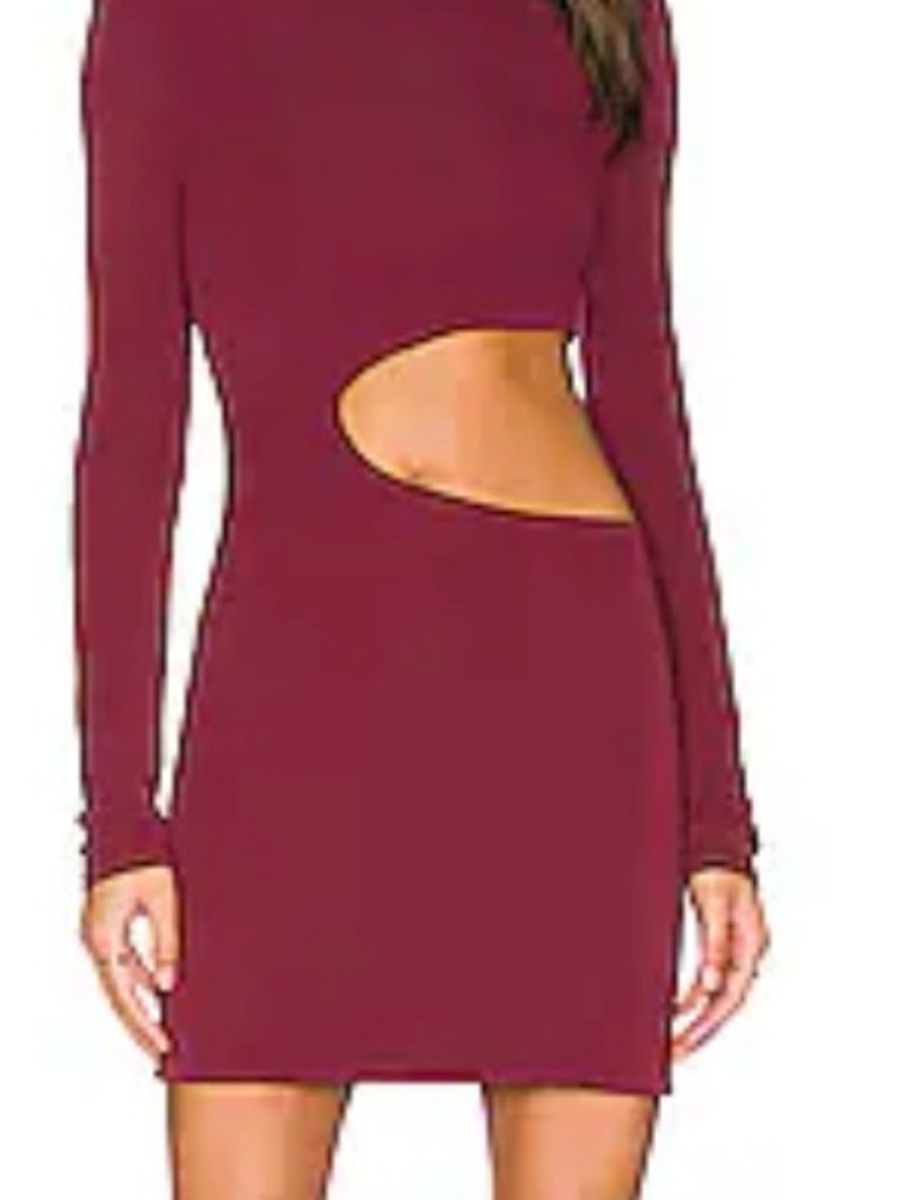 Cutout Long Sleeve Mini Dress in Burgundy